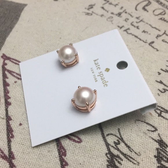 NWT Kate Spade Pearl Rose Gold Earrings - Picture 2 of 6